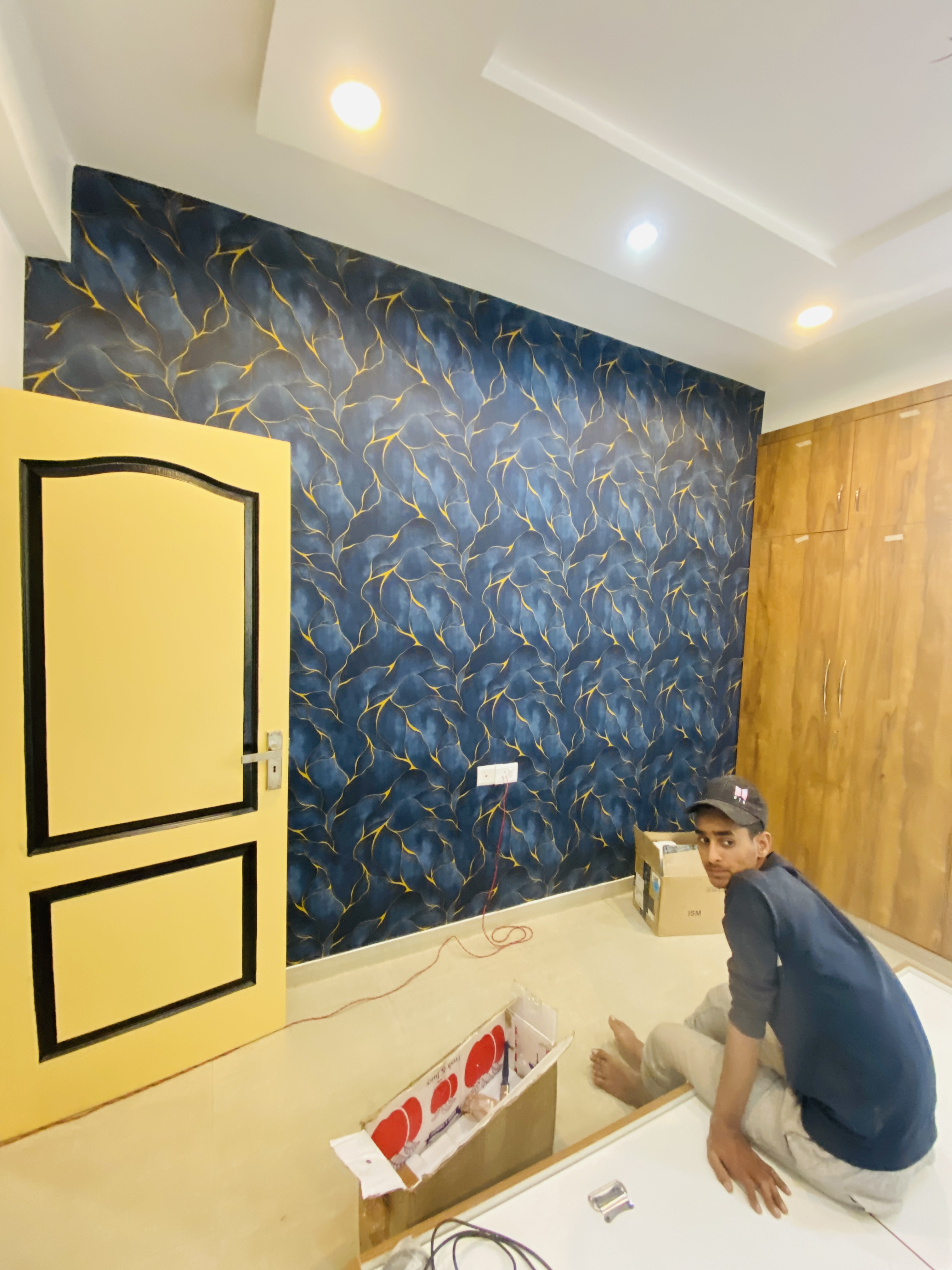 Bedroom feature wall and wardrobe installation