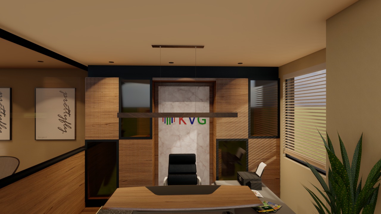 Rendered office cabin front wall design