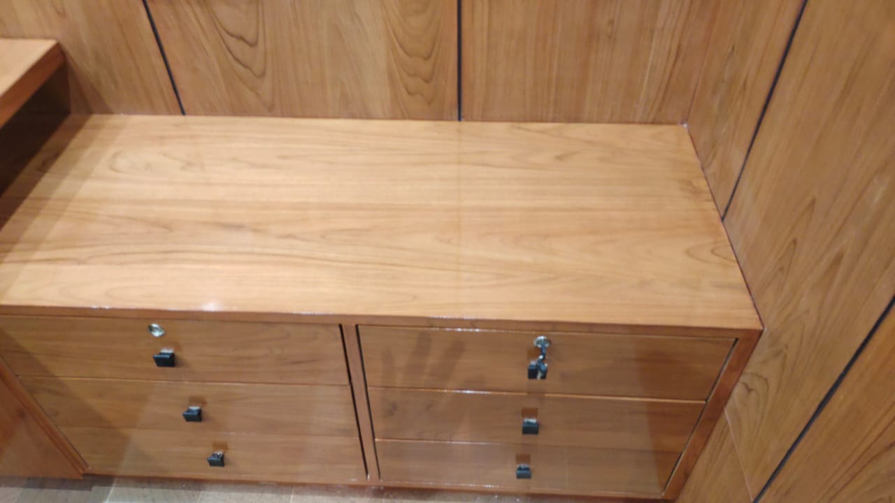 Wooden drawer storage detail