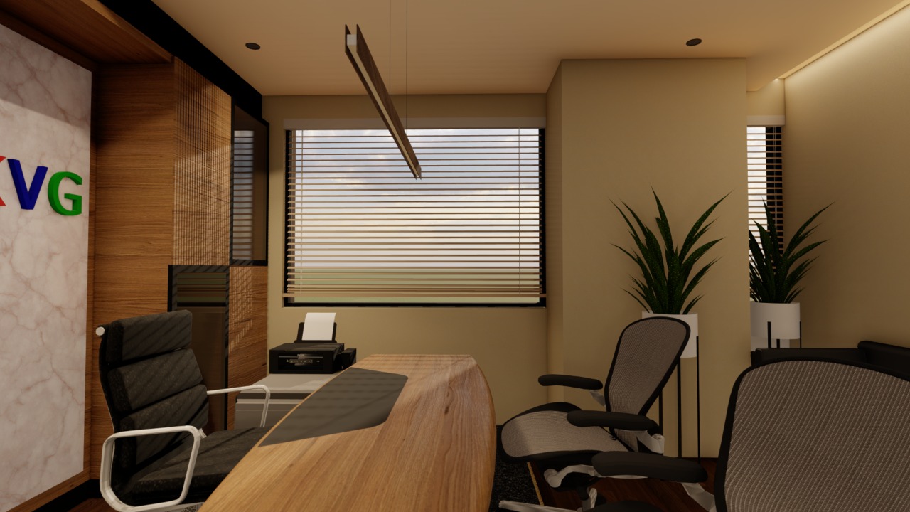 Executive office desk and window seating